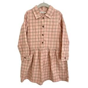 Roberta Roller Rabbit Girls Plaid Pink Button Collared Shirt Dress 6 NWOT